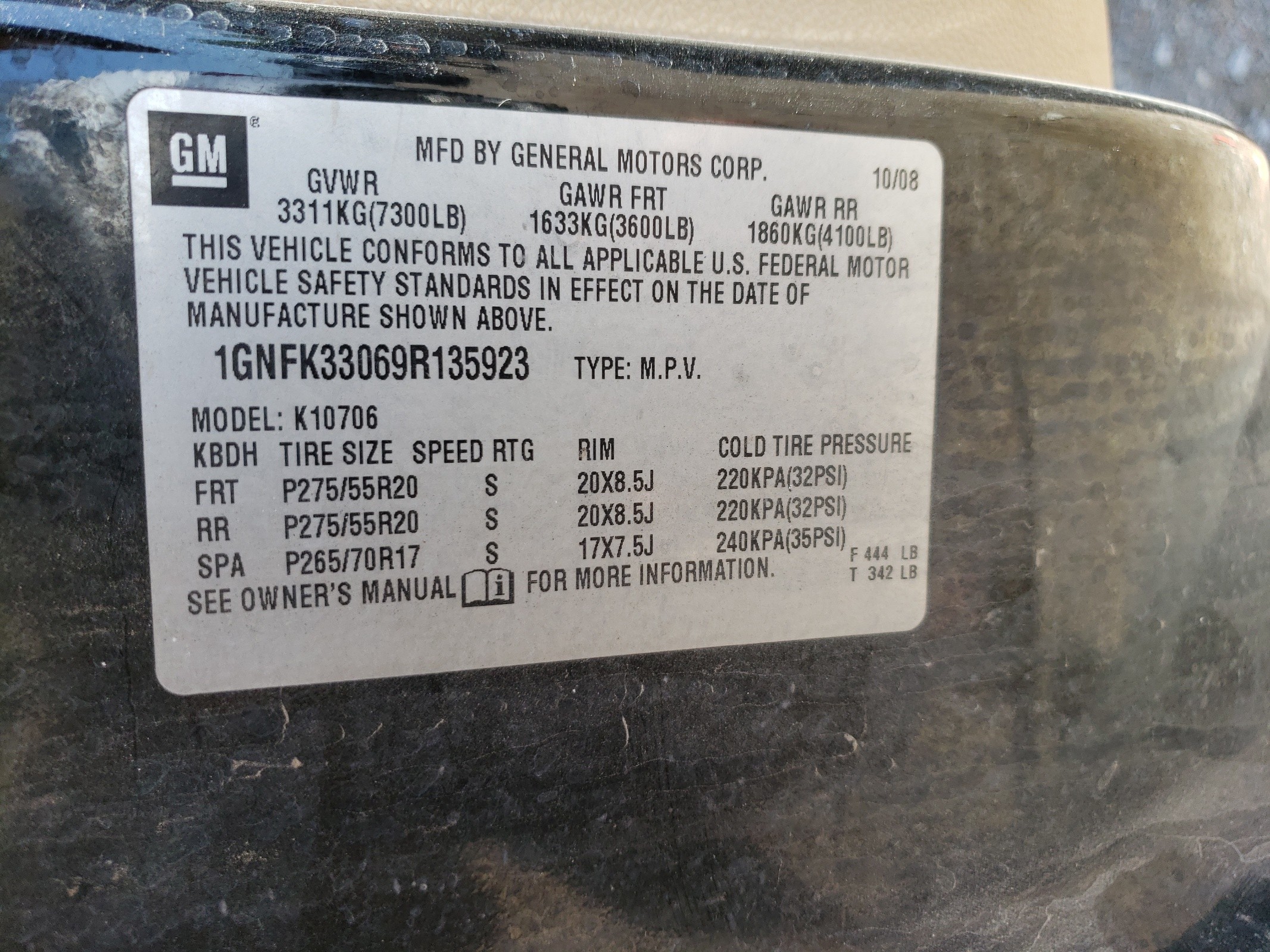 1GNFK33069R135923 2009 Chevrolet Tahoe K1500 Ltz