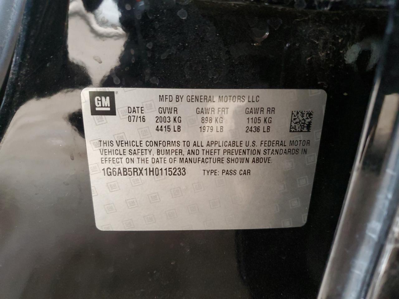 2017 Cadillac Ats Luxury VIN: 1G6AB5RX1H0115233 Lot: 55709324