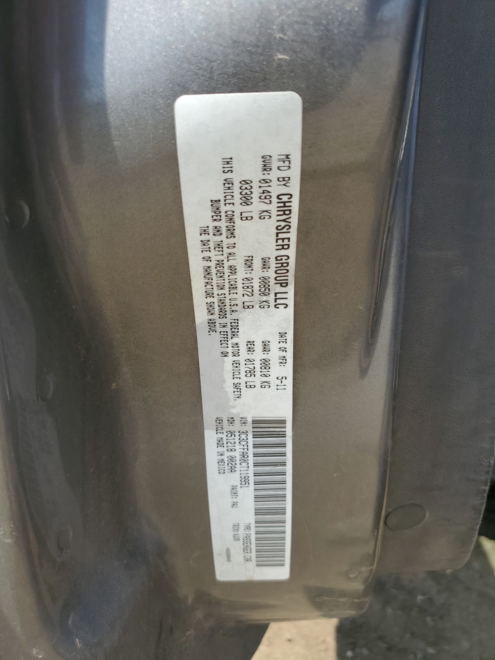 3C3CFFAR0CT119951 2012 Fiat 500 Pop