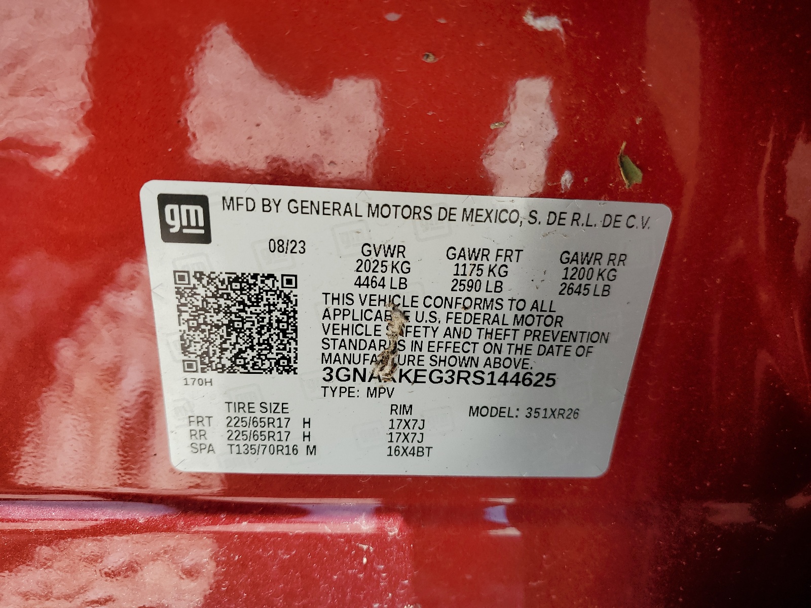 3GNAXKEG3RS144625 2024 Chevrolet Equinox Lt