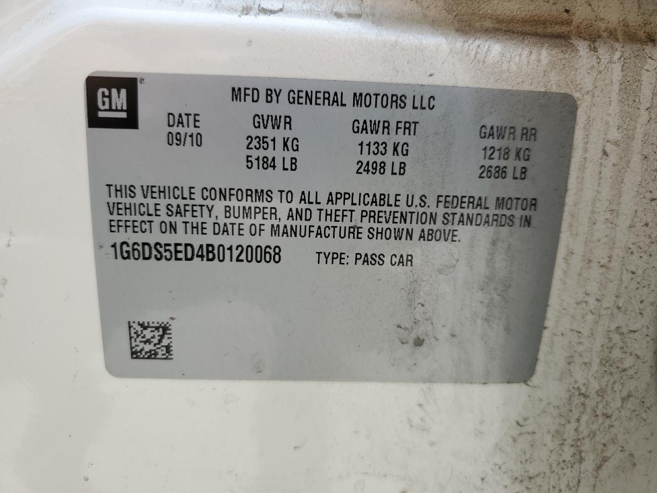 2011 Cadillac Cts Premium Collection VIN: 1G6DS5ED4B0120068 Lot: 54689374