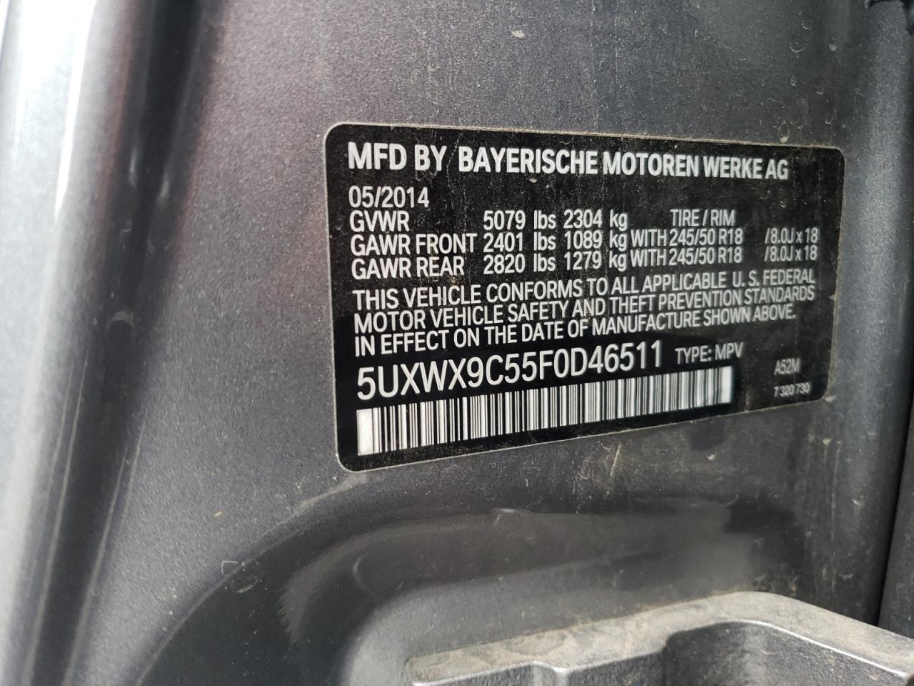 5UXWX9C55F0D46511 2015 BMW X3 xDrive28I