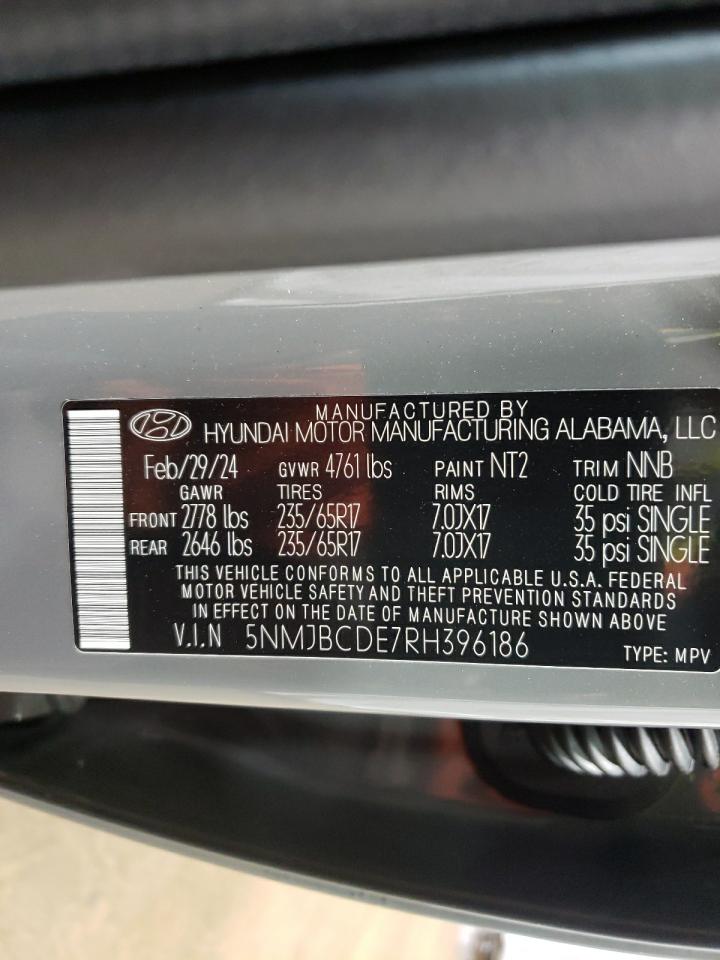 2024 Hyundai Tucson Sel VIN: 5NMJBCDE7RH396186 Lot: 55405604