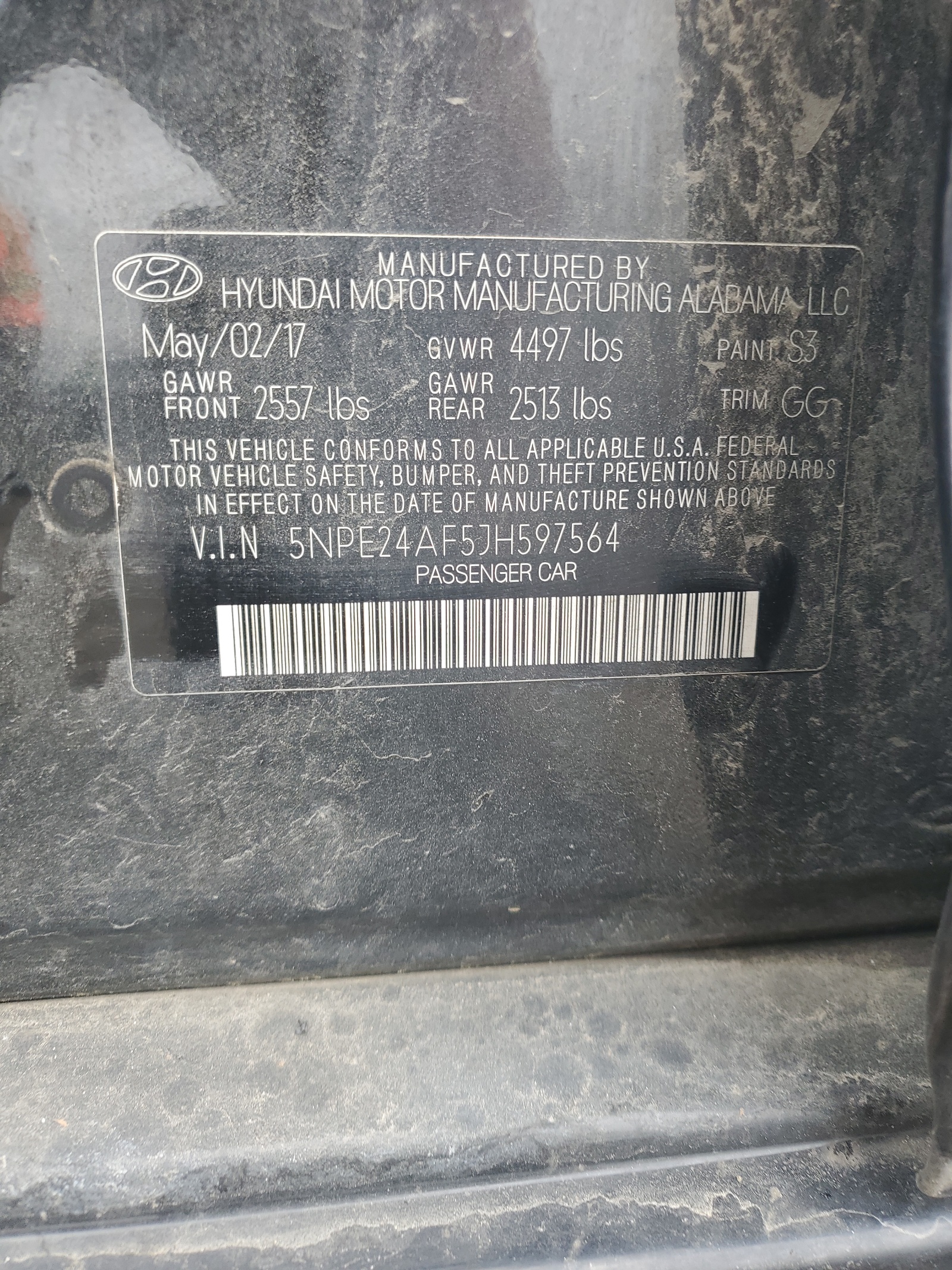5NPE24AF5JH597564 2018 Hyundai Sonata Se
