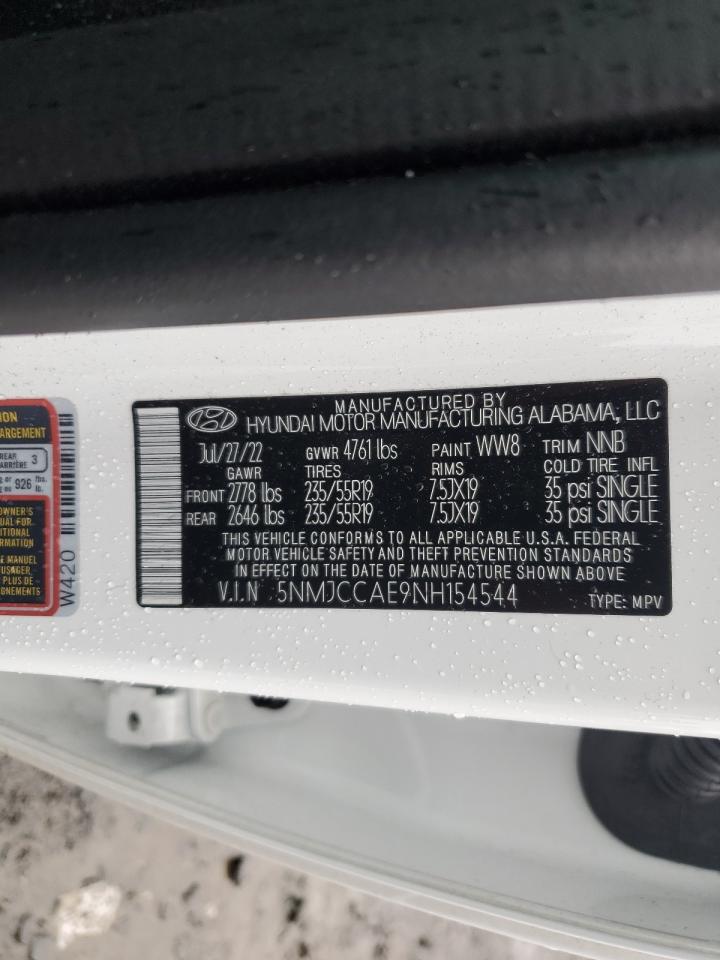 2022 Hyundai Tucson Sel VIN: 5NMJCCAE9NH154544 Lot: 55143044