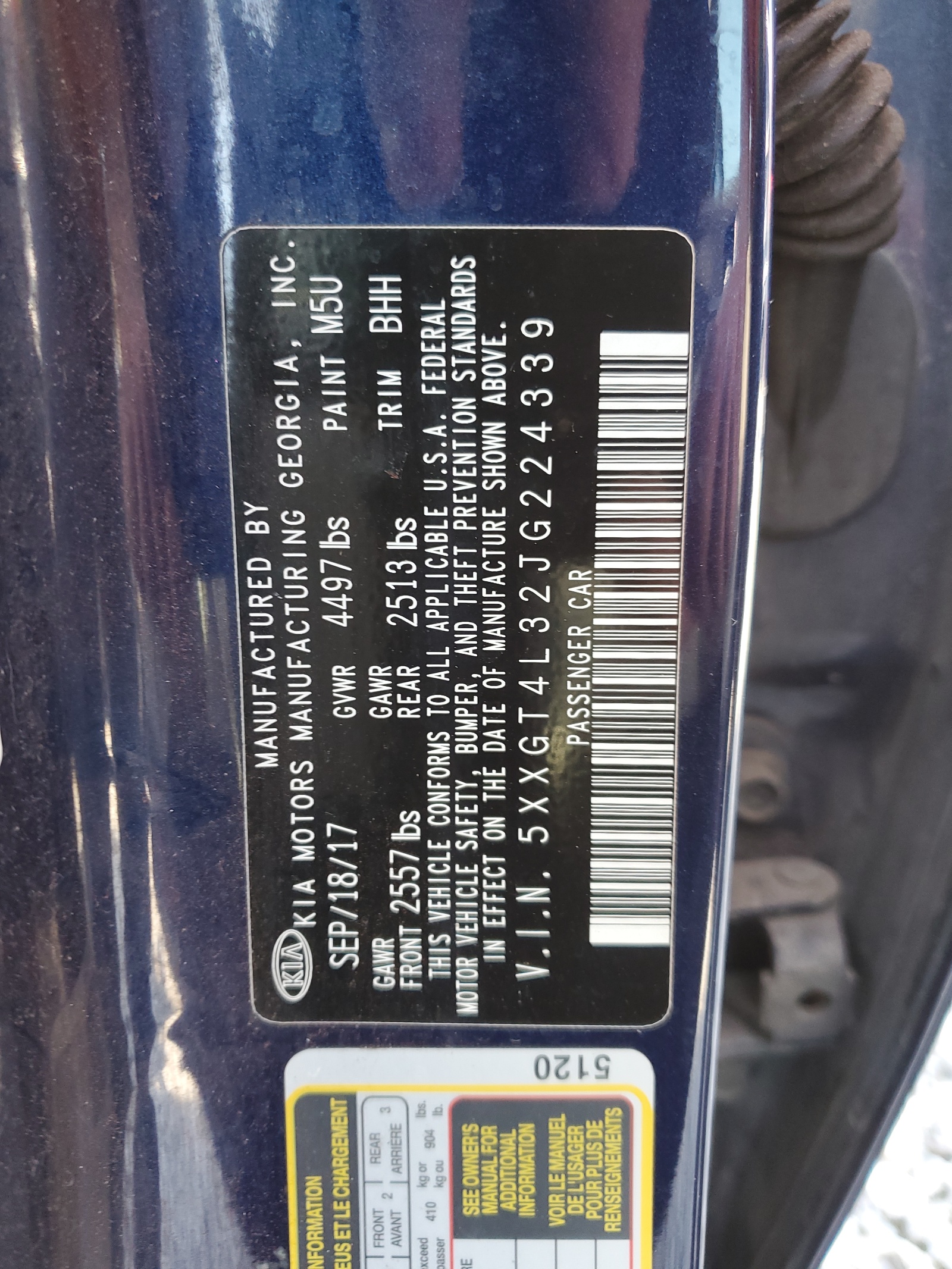 5XXGT4L32JG224339 2018 Kia Optima Lx