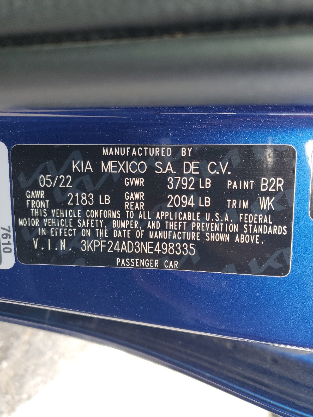 3KPF24AD3NE498335 2022 Kia Forte Fe