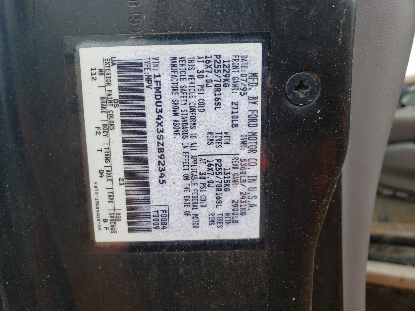 1FMDU34X3SZB92345 1995 Ford Explorer