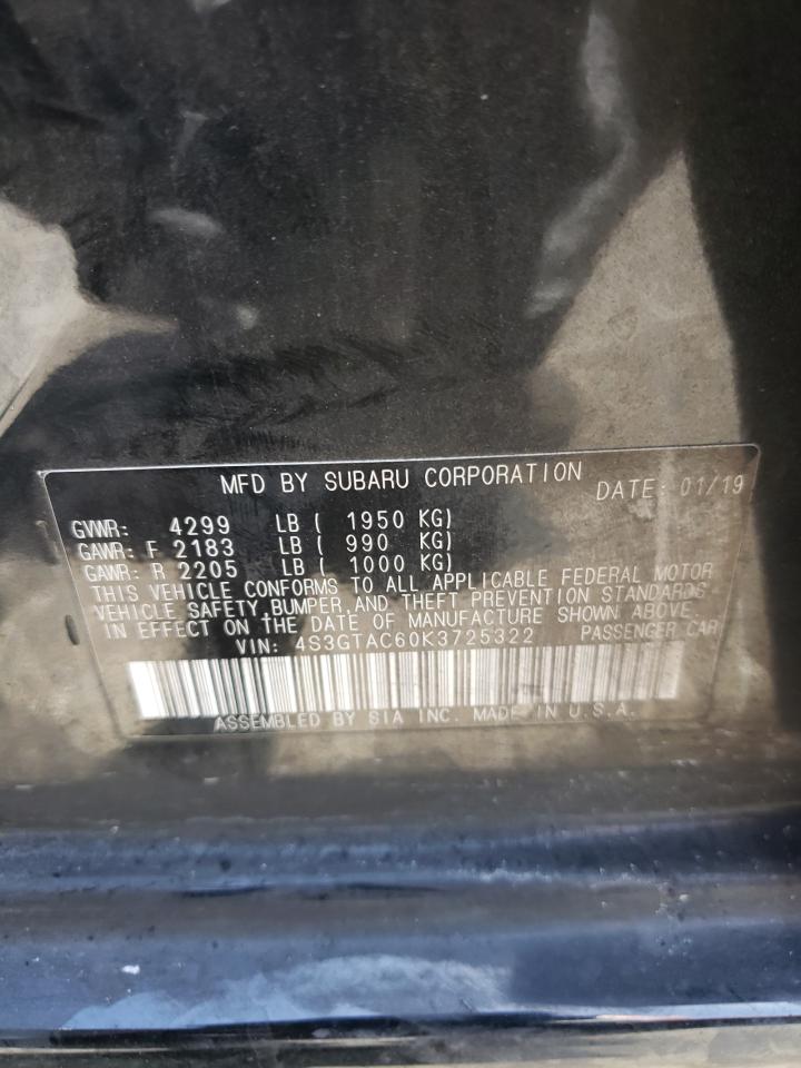 2019 Subaru Impreza Premium VIN: 4S3GTAC60K3725322 Lot: 54244604