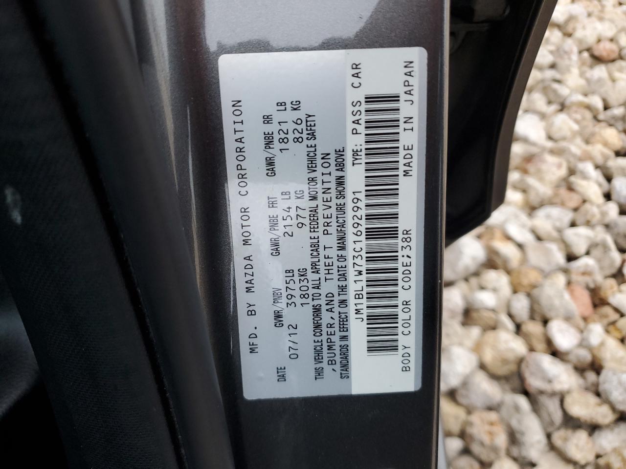 2012 Mazda 3 I VIN: JM1BL1W73C1692991 Lot: 53495894
