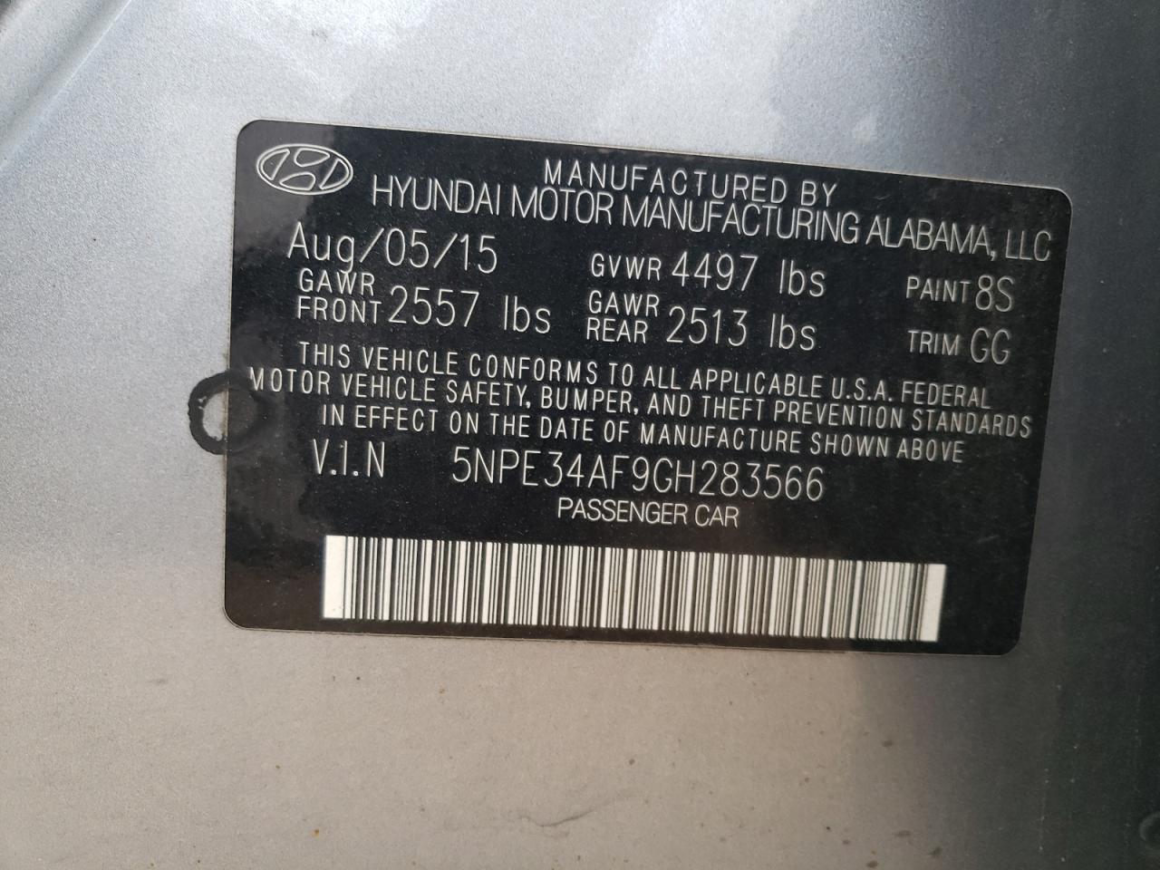 2016 Hyundai Sonata Sport VIN: 5NPE34AF9GH283566 Lot: 56333744