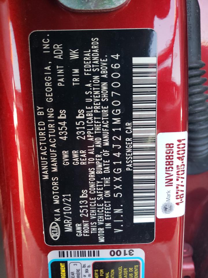 2021 Kia K5 Lxs VIN: 5XXG14J21MG070064 Lot: 60769884