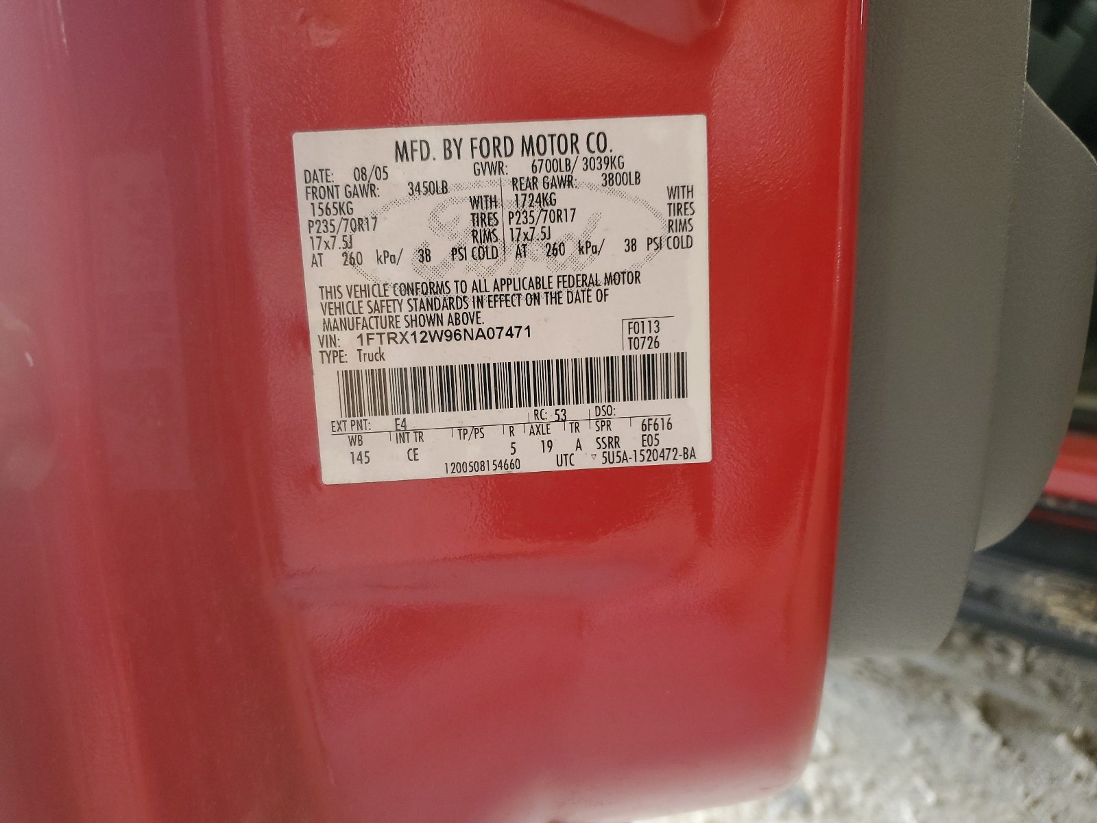 1FTRX12W96NA07471 2006 Ford F150