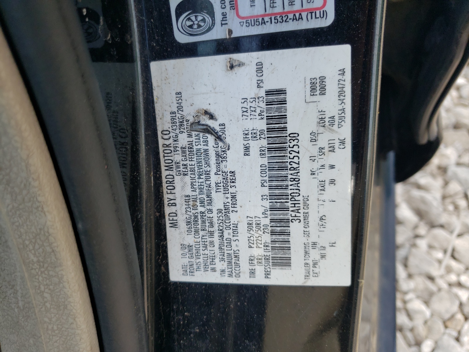 3FAHP0JA8AR252530 2010 Ford Fusion Sel