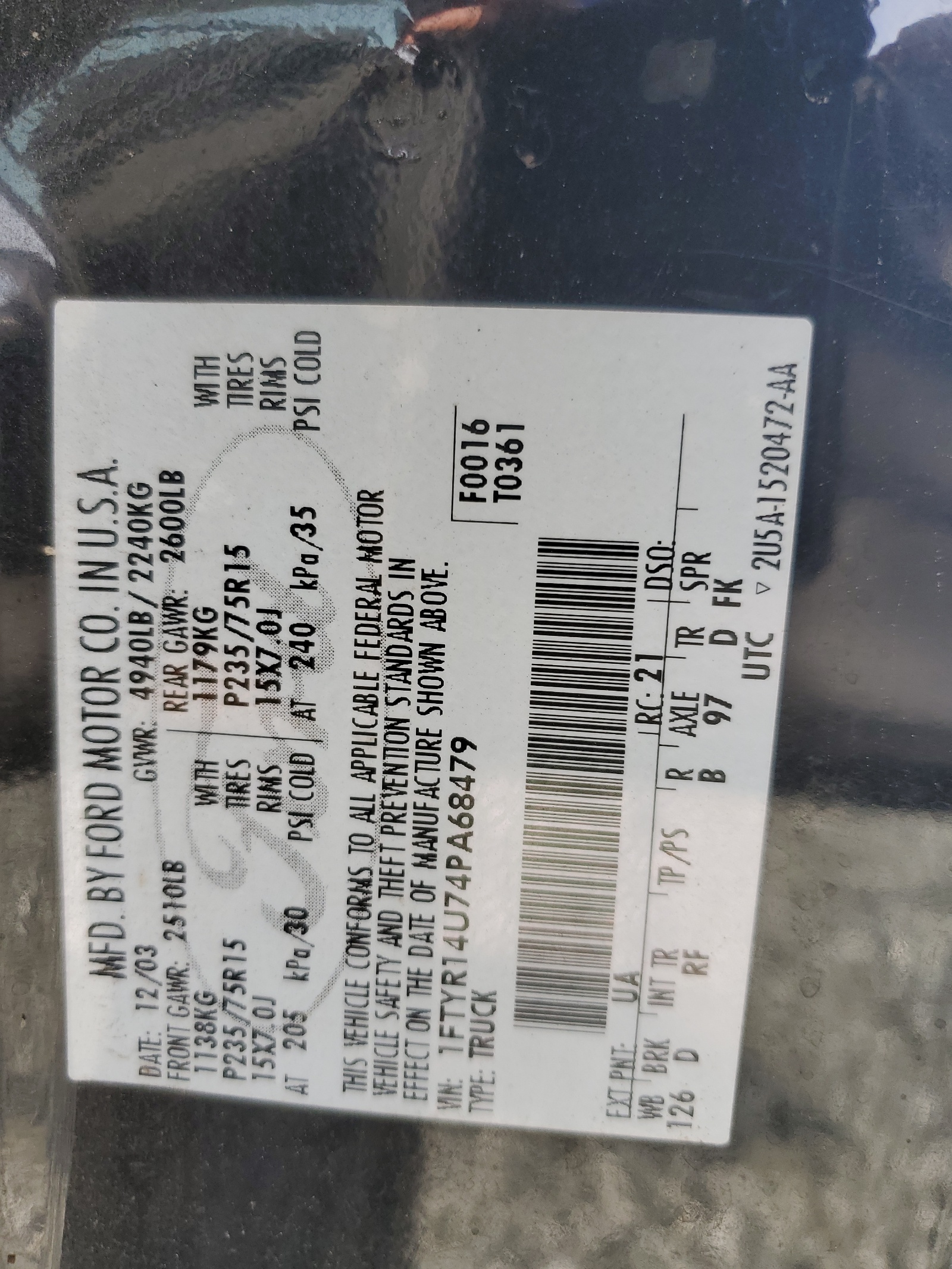 1FTYR14U74PA68479 2004 Ford Ranger Super Cab