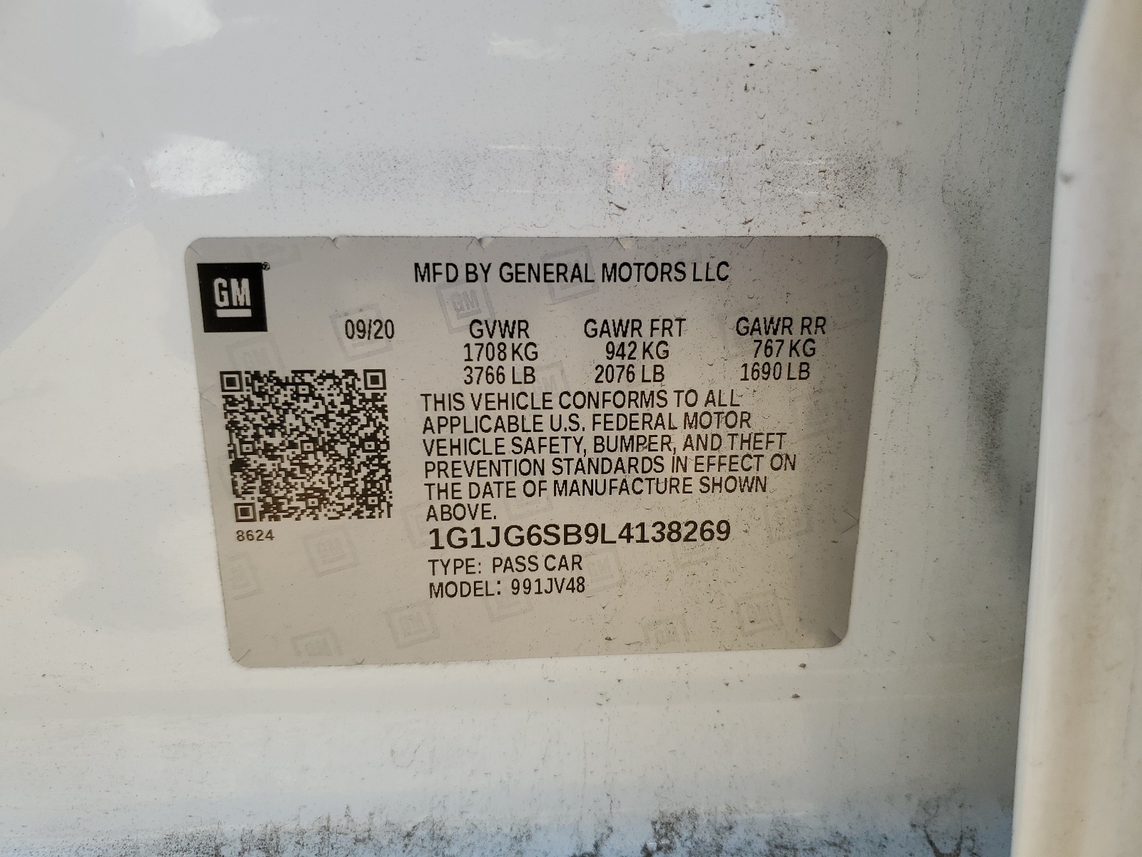 1G1JG6SB9L4138269 2020 Chevrolet Sonic