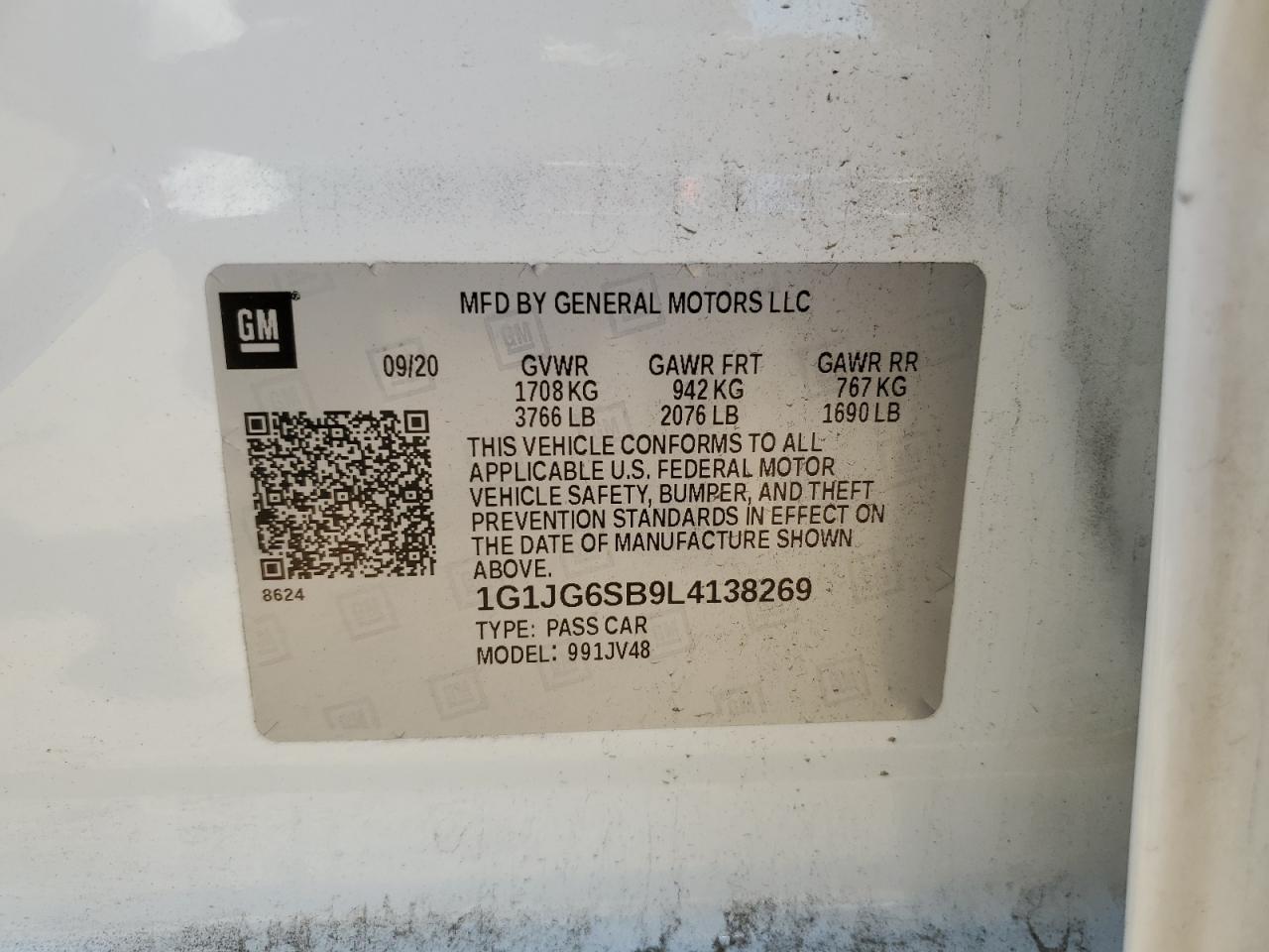 2020 Chevrolet Sonic VIN: 1G1JG6SB9L4138269 Lot: 55894414