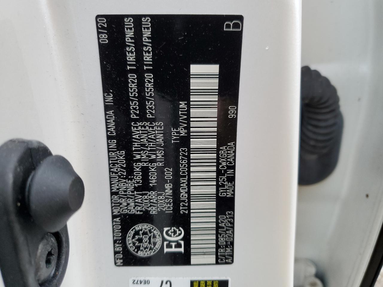 2020 Lexus Rx 450H VIN: 2T2JGMDAXLC056723 Lot: 54115914