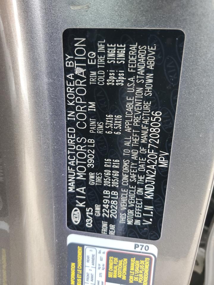 2015 Kia Soul VIN: KNDJN2A20F7208056 Lot: 55369234