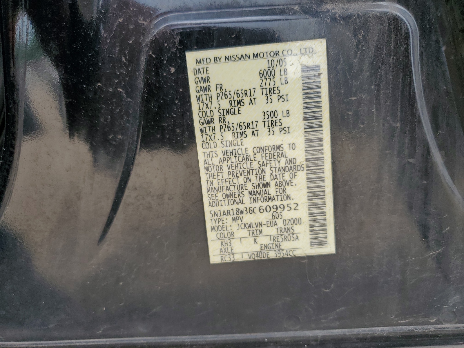 5N1AR18W36C609952 2006 Nissan Pathfinder Le