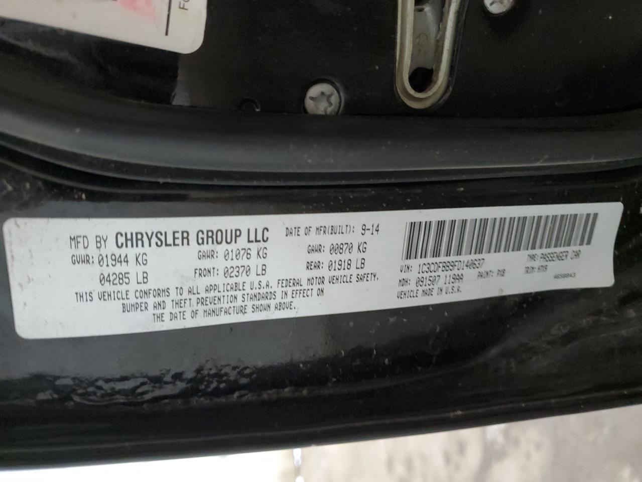 2015 Dodge Dart Sxt VIN: 1C3CDFBB9FD140637 Lot: 55479294