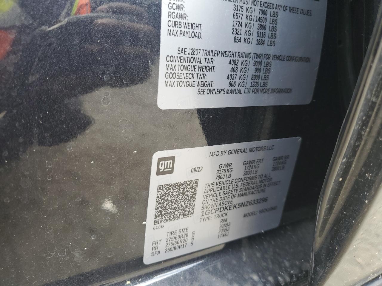 2022 Chevrolet Silverado K1500 Lt-L VIN: 1GCPDKEK5NZ633296 Lot: 54939804