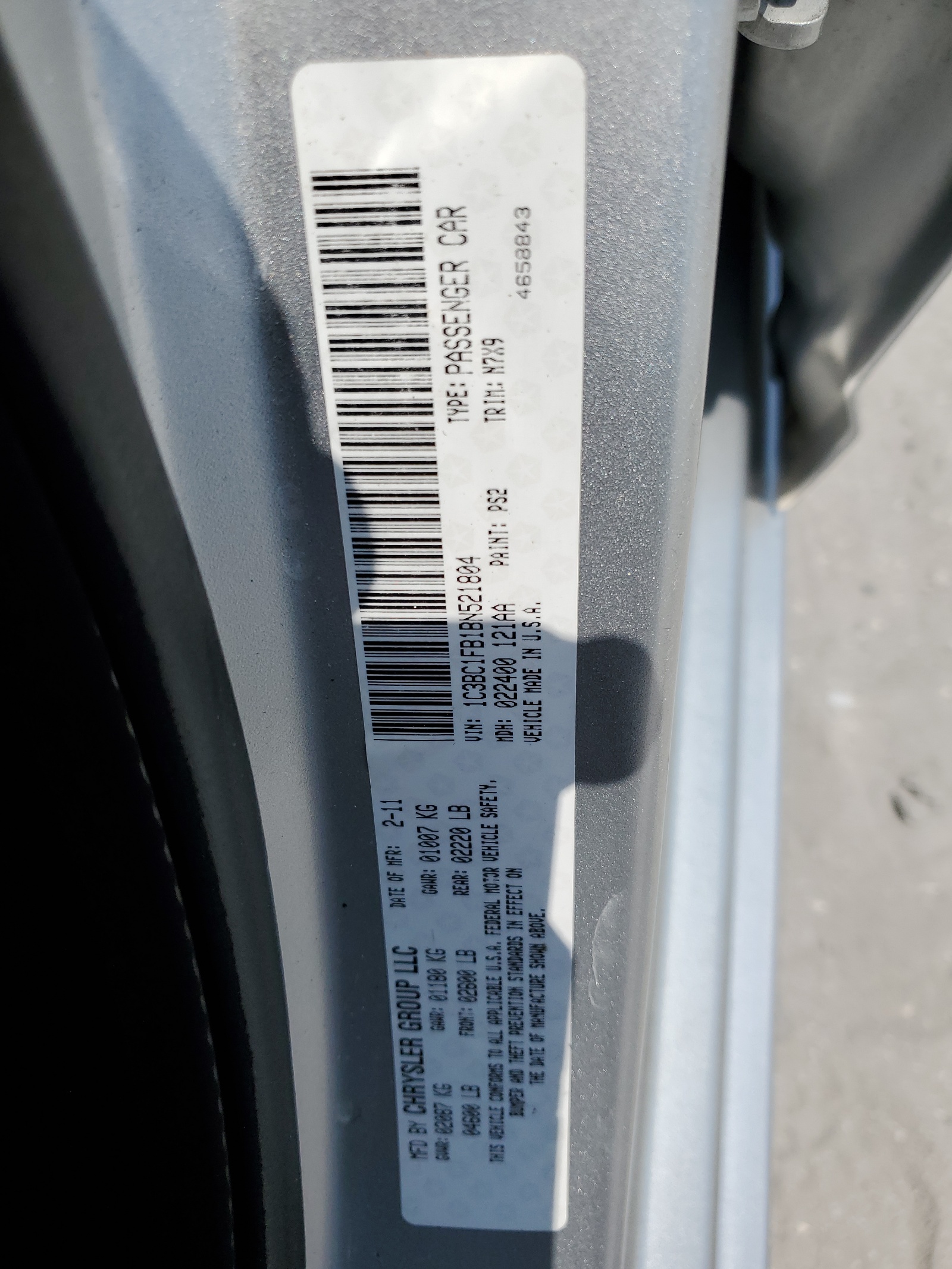 1C3BC1FB1BN521804 2011 Chrysler 200 Touring