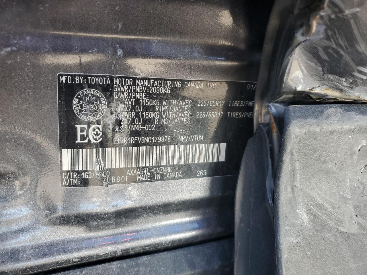 2021 Toyota Rav4 Xle VIN: 2T3R1RFV9MC179878 Lot: 53434524