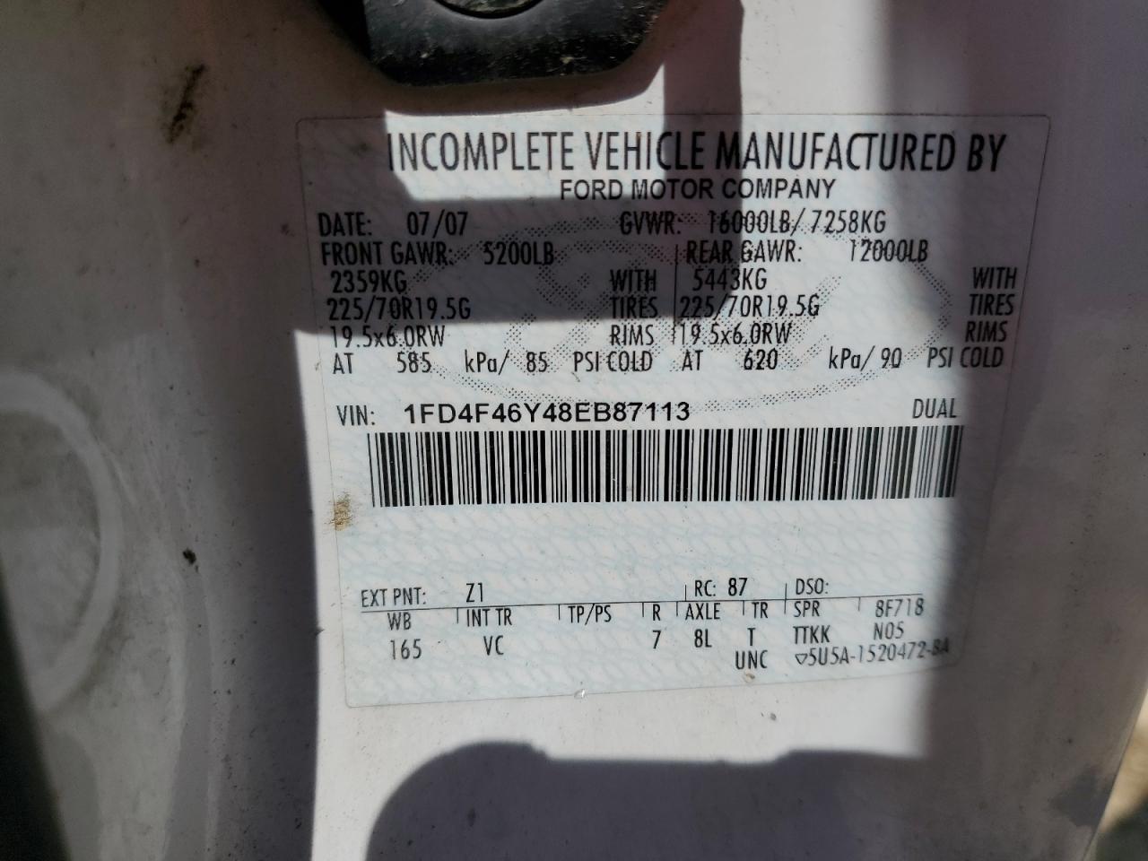 2008 Ford F450 Super - Trucks VIN: 1FD4F46Y48EB87113 Lot: 70065055