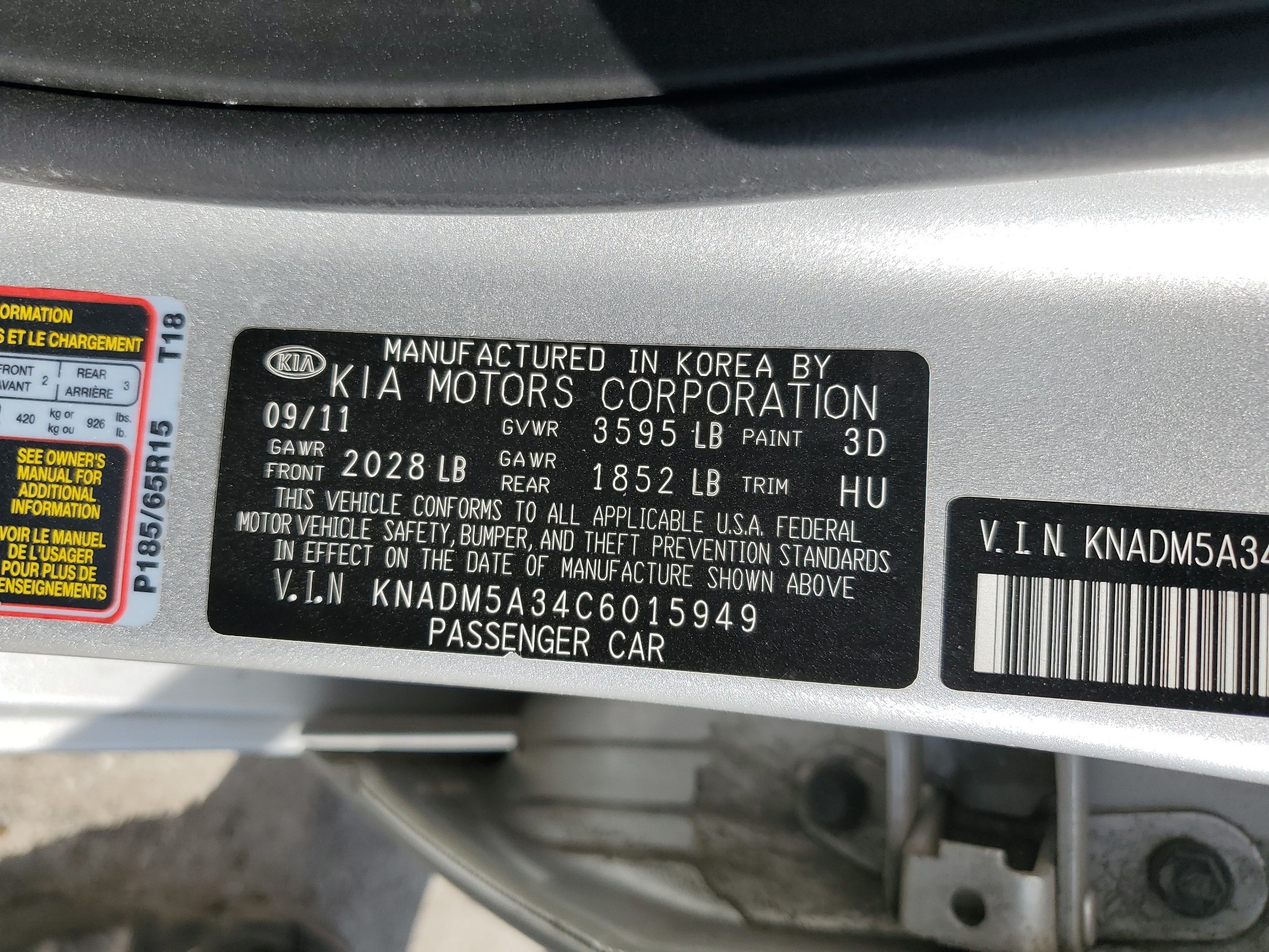 KNADM5A34C6015949 2012 Kia Rio Lx