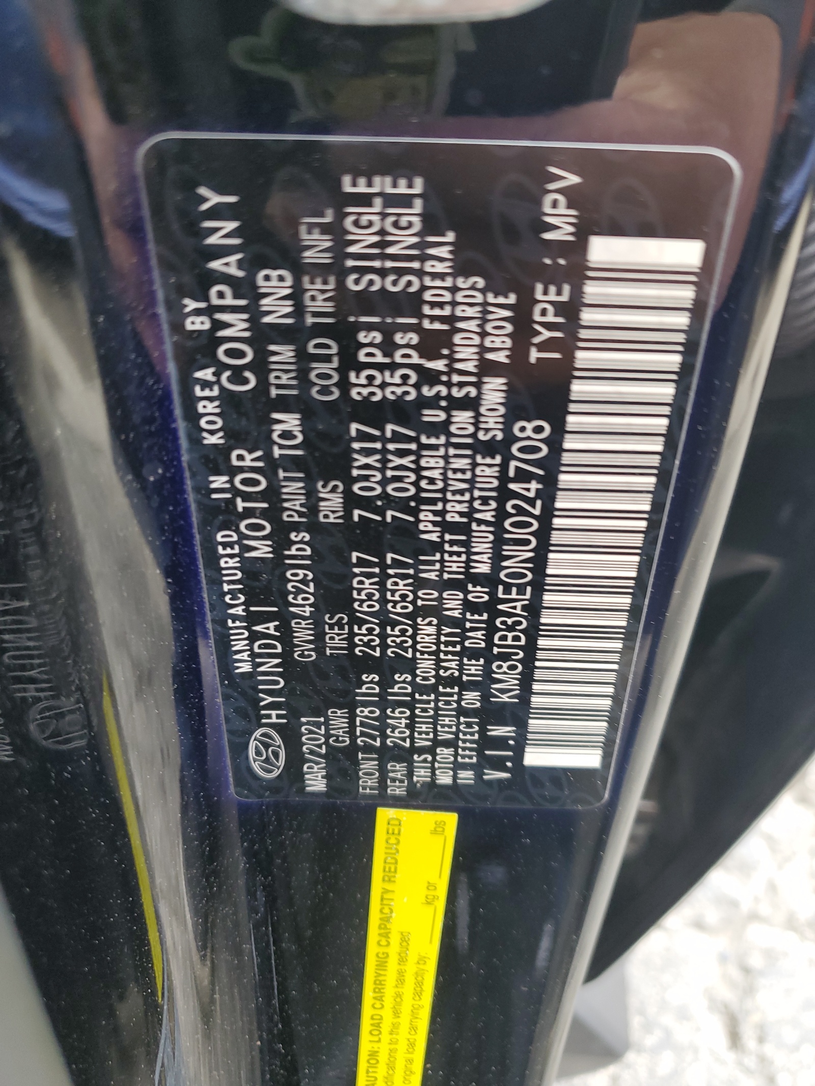 KM8JB3AE0NU024708 2022 Hyundai Tucson Sel