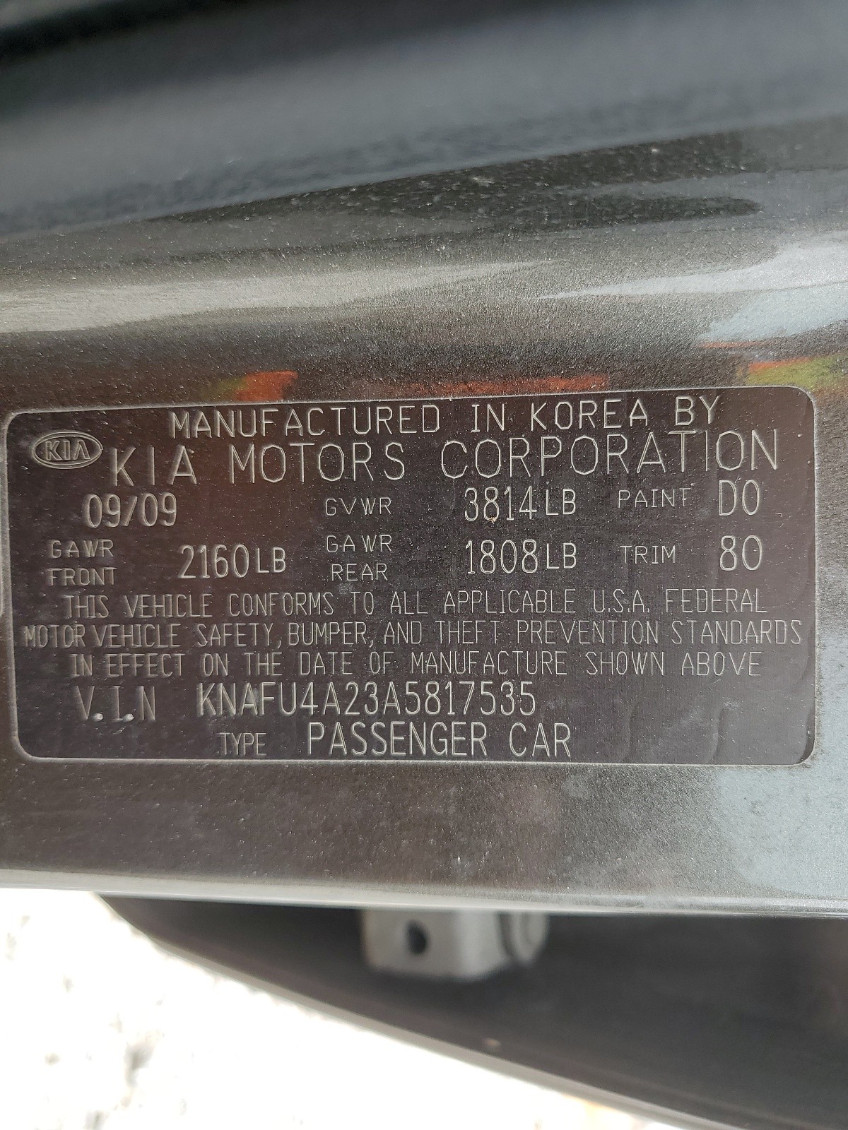 KNAFU4A23A5817535 2010 Kia Forte Ex