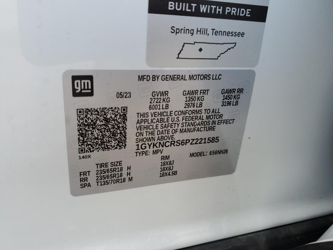 2023 Cadillac Xt5 Premium Luxury VIN: 1GYKNCRS6PZ221585 Lot: 55219904