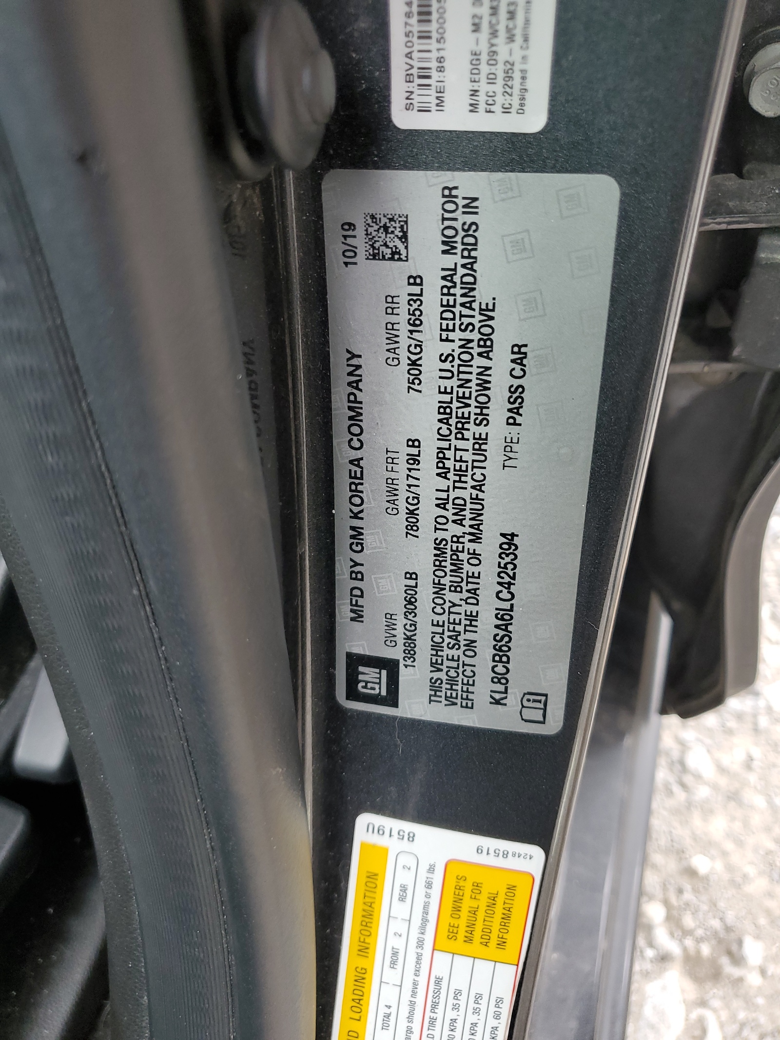 KL8CB6SA6LC425394 2020 Chevrolet Spark Ls