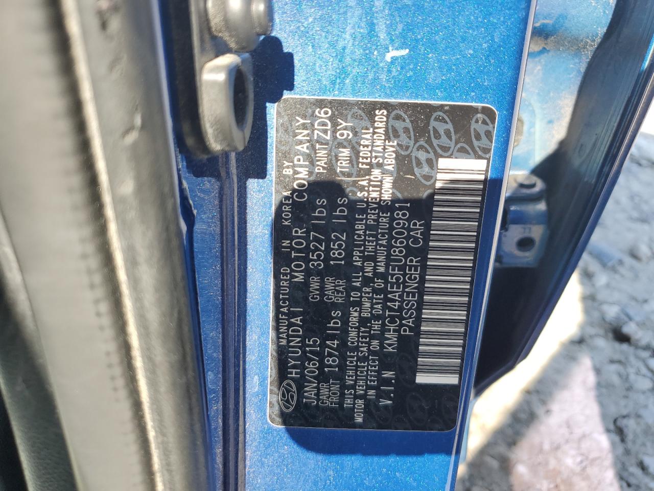 2015 Hyundai Accent Gls VIN: KMHCT4AE5FU860981 Lot: 53446894