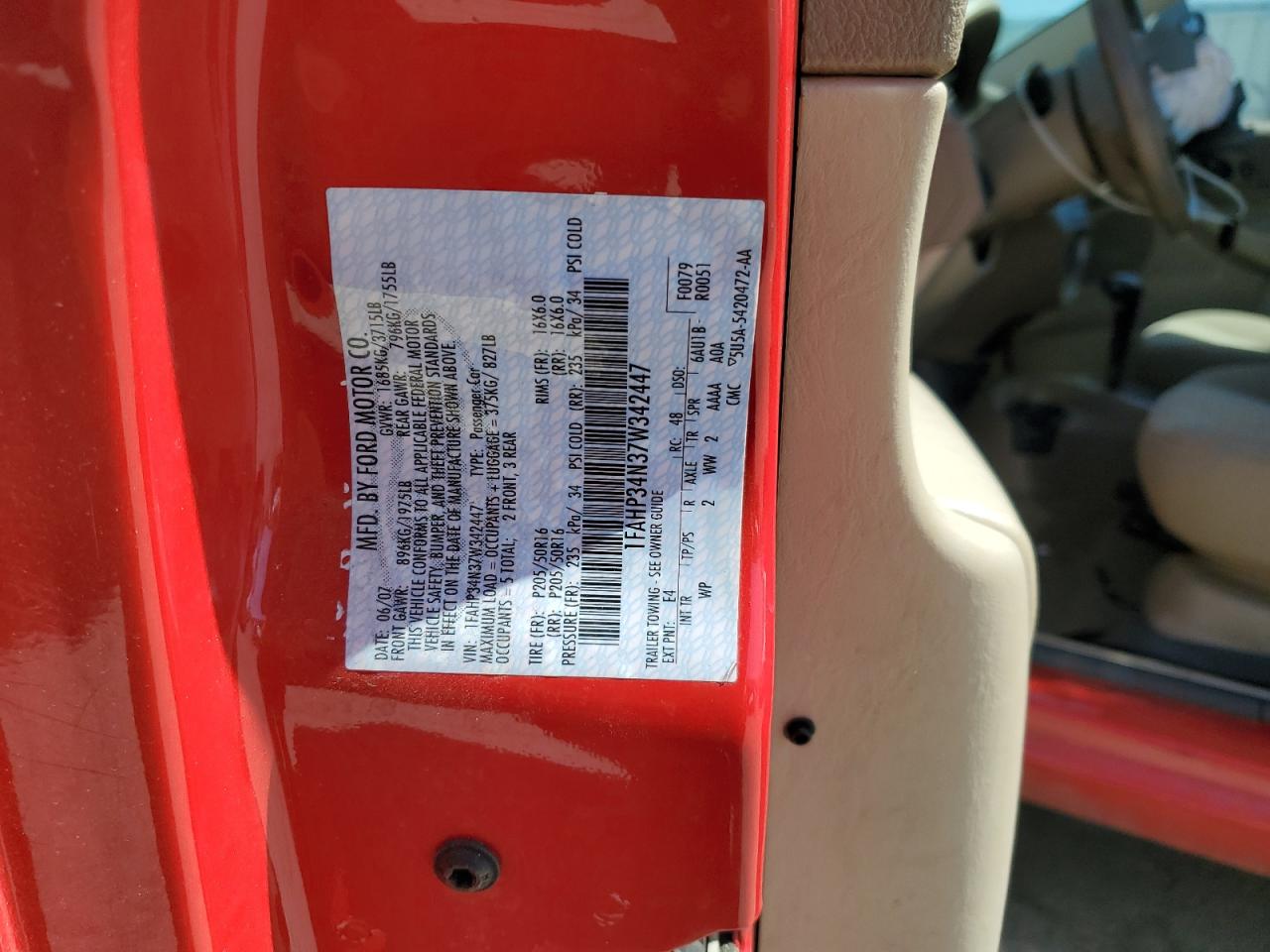 2007 Ford Focus Zx4 VIN: 1FAHP34N37W342447 Lot: 55701374