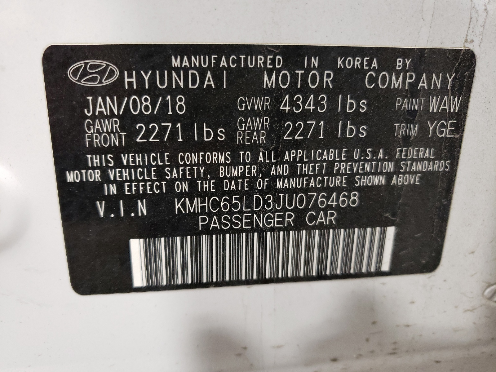 2018 Hyundai Ioniq vin: KMHC65LD3JU076468