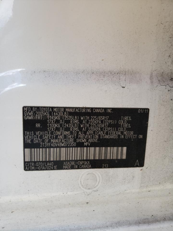 2011 Toyota Rav4 Limited VIN: 2T3YF4DV4BW072350 Lot: 55481874