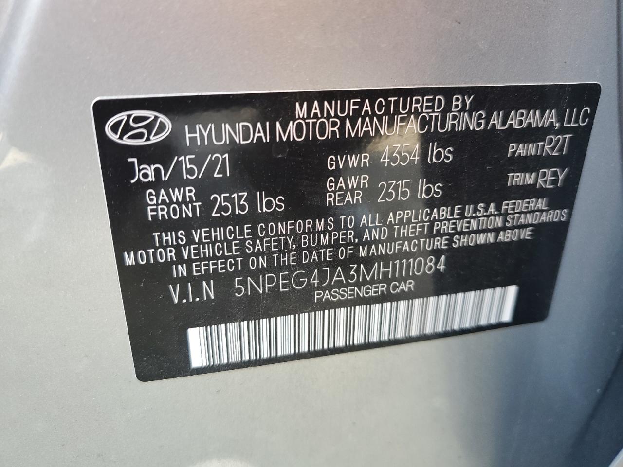 5NPEG4JA3MH111084 2021 Hyundai Sonata Se