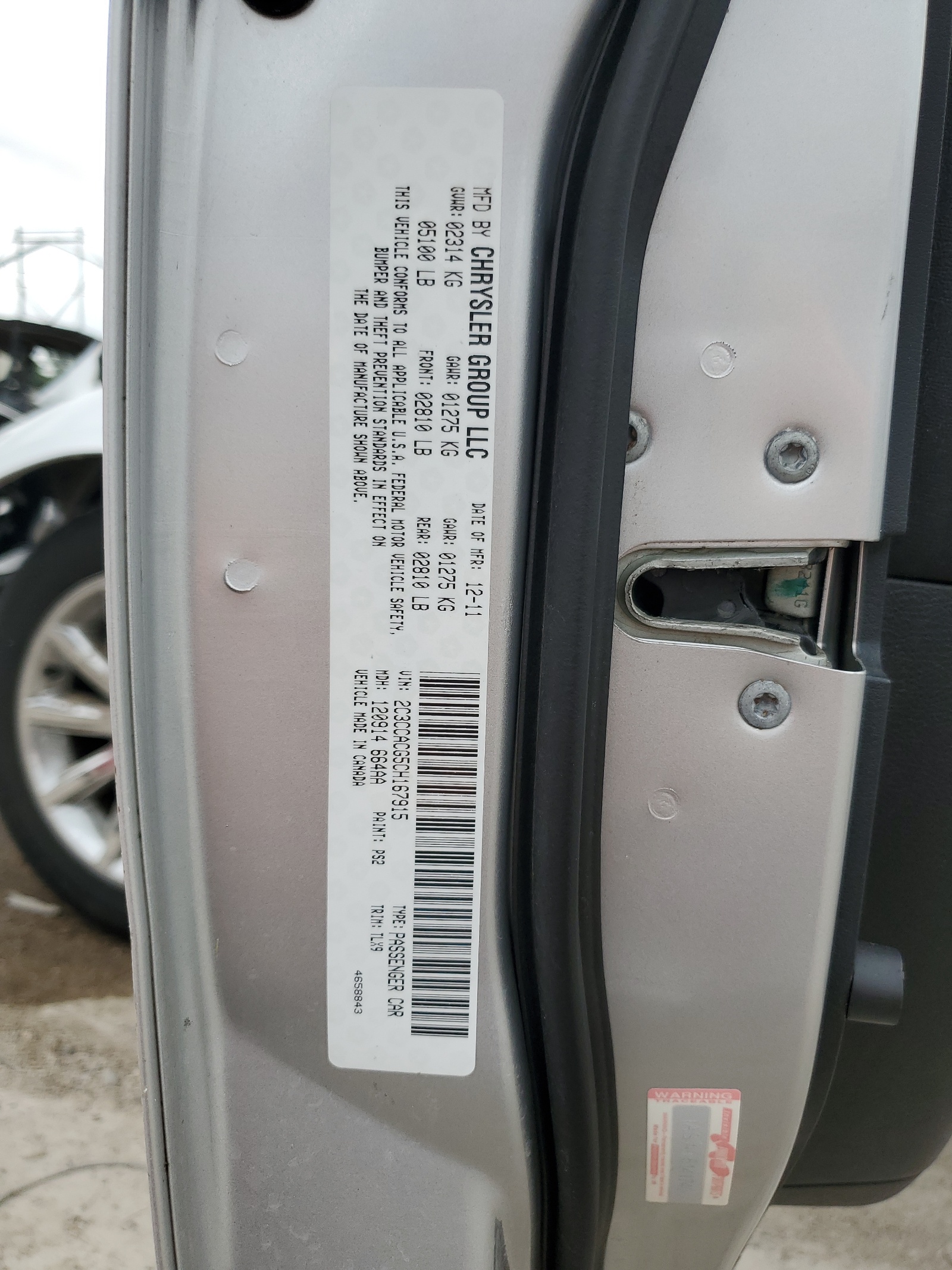 2C3CCACG5CH167915 2012 Chrysler 300 Limited