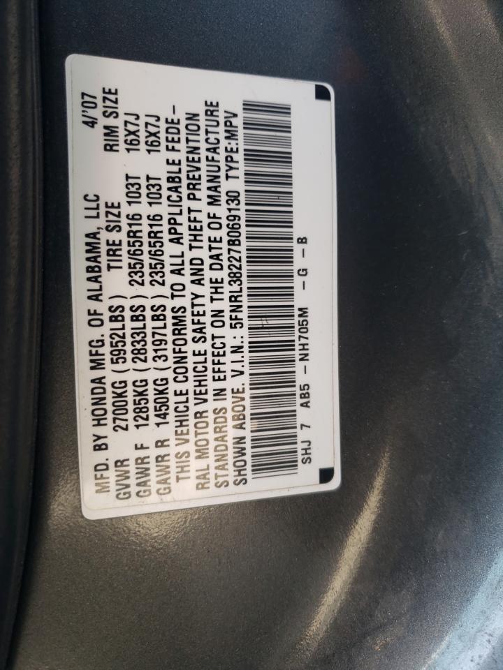 2007 Honda Odyssey Lx VIN: 5FNRL38227B069130 Lot: 57000644