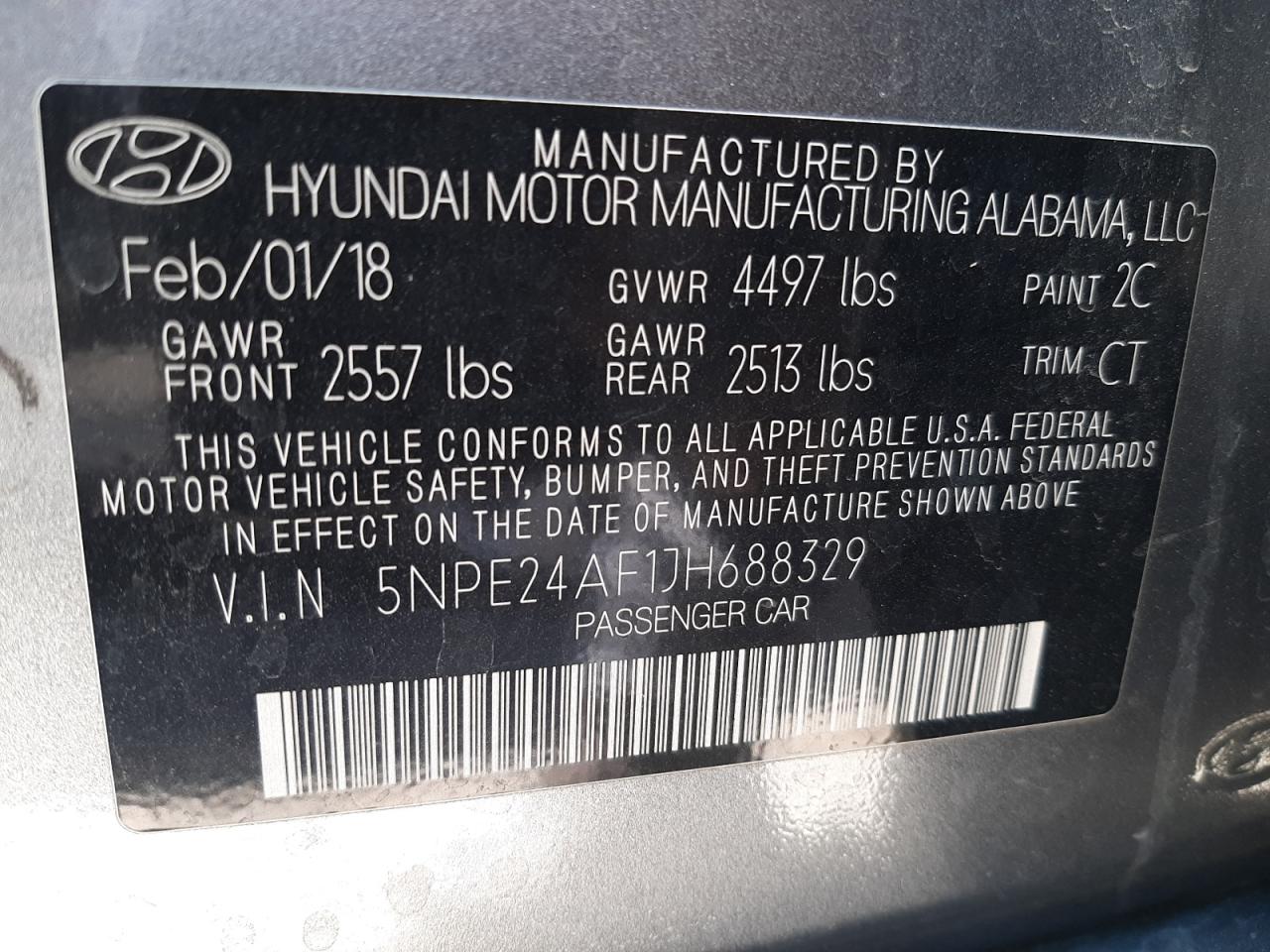 2018 Hyundai Sonata Se VIN: 5NPE24AF1JH688329 Lot: 52921424