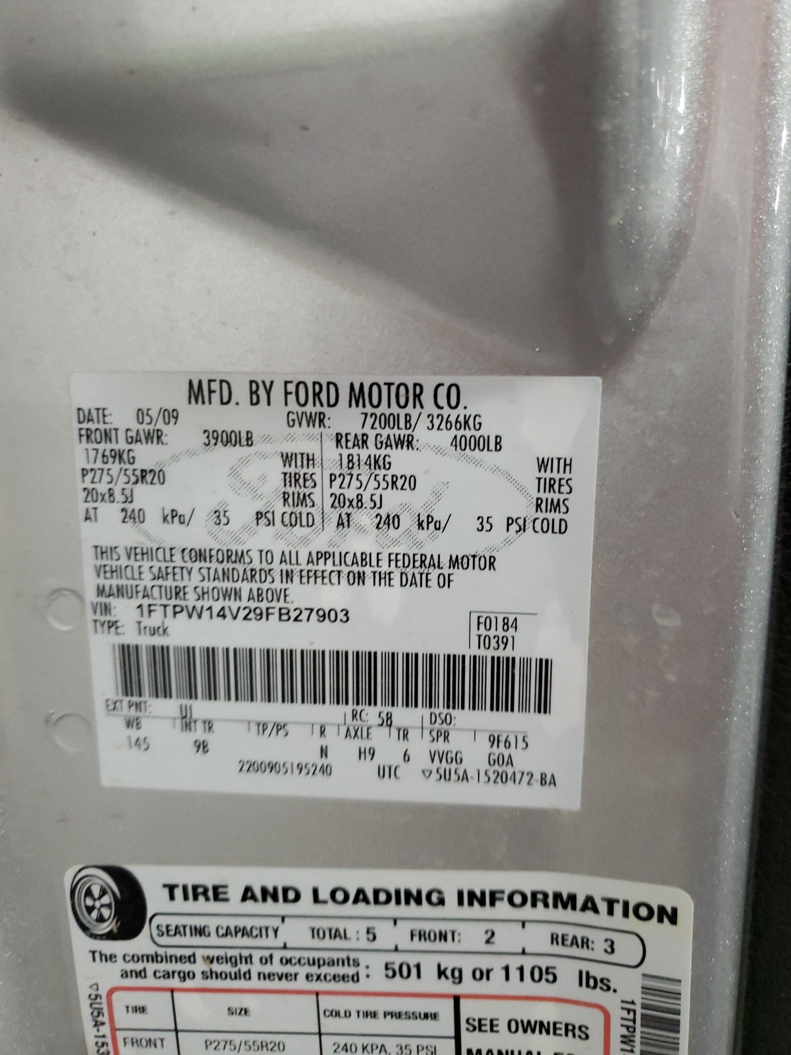 1FTPW14V29FB27903 2009 Ford F150 Supercrew