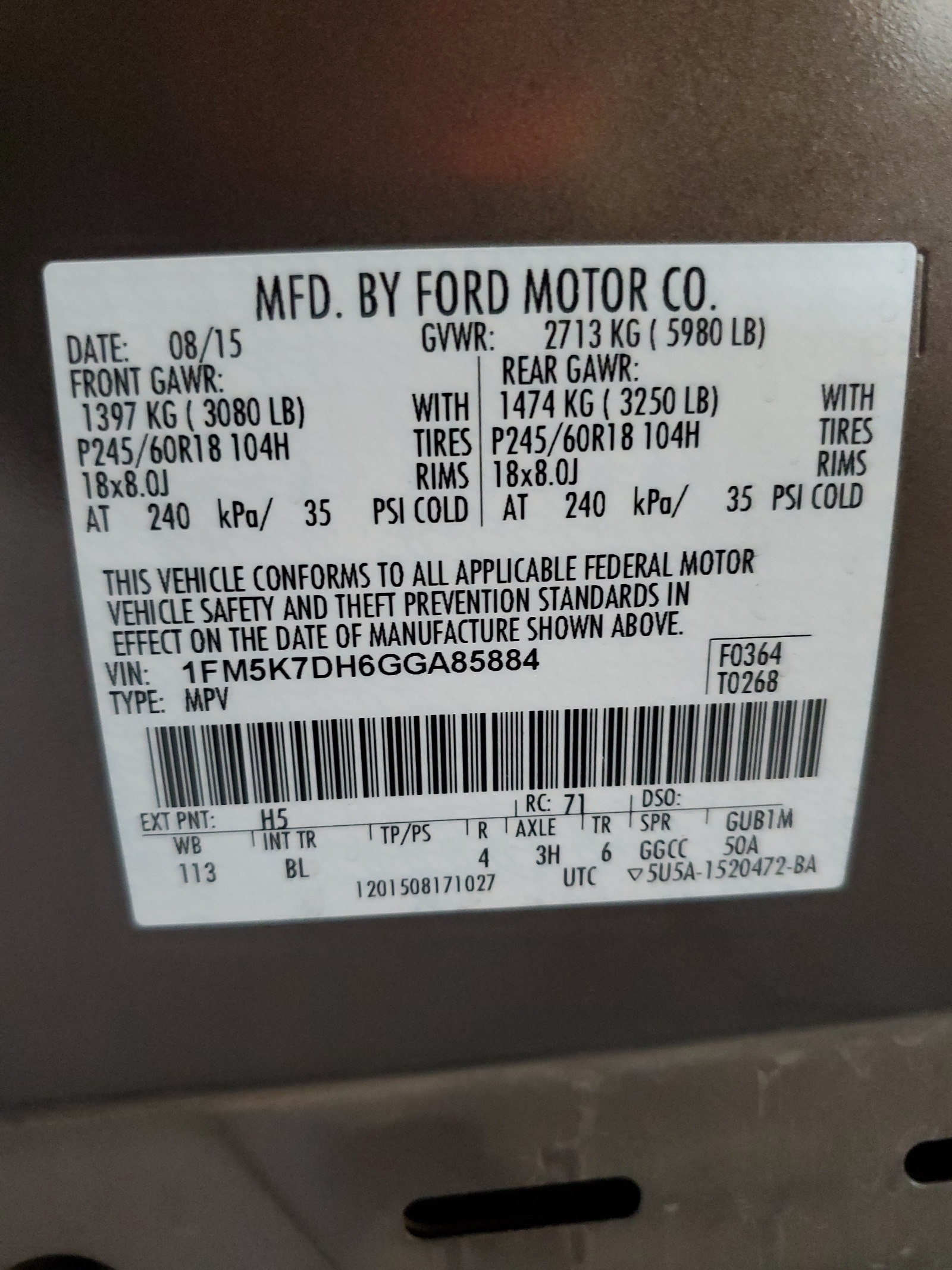 1FM5K7DH6GGA85884 2016 Ford Explorer Xlt