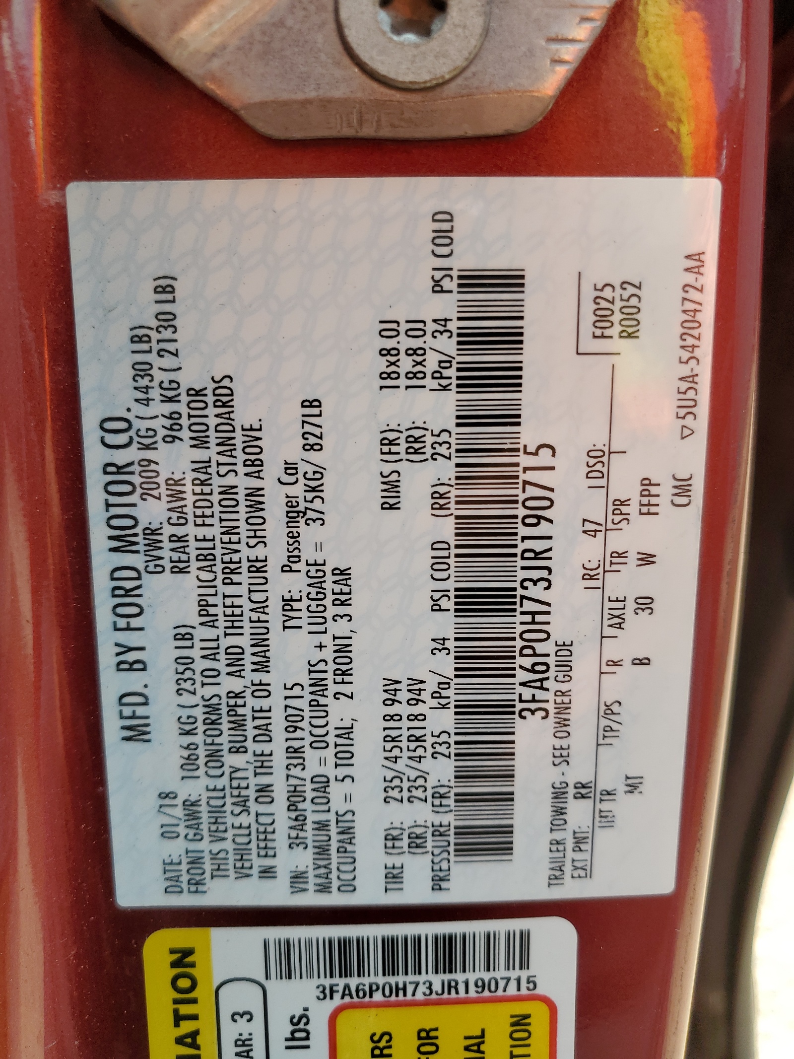 3FA6P0H73JR190715 2018 Ford Fusion Se