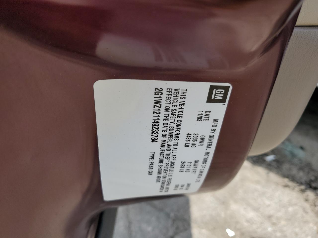 2004 Chevrolet Monte Carlo Ss Supercharged VIN: 2G1WZ121149232784 Lot: 54533624