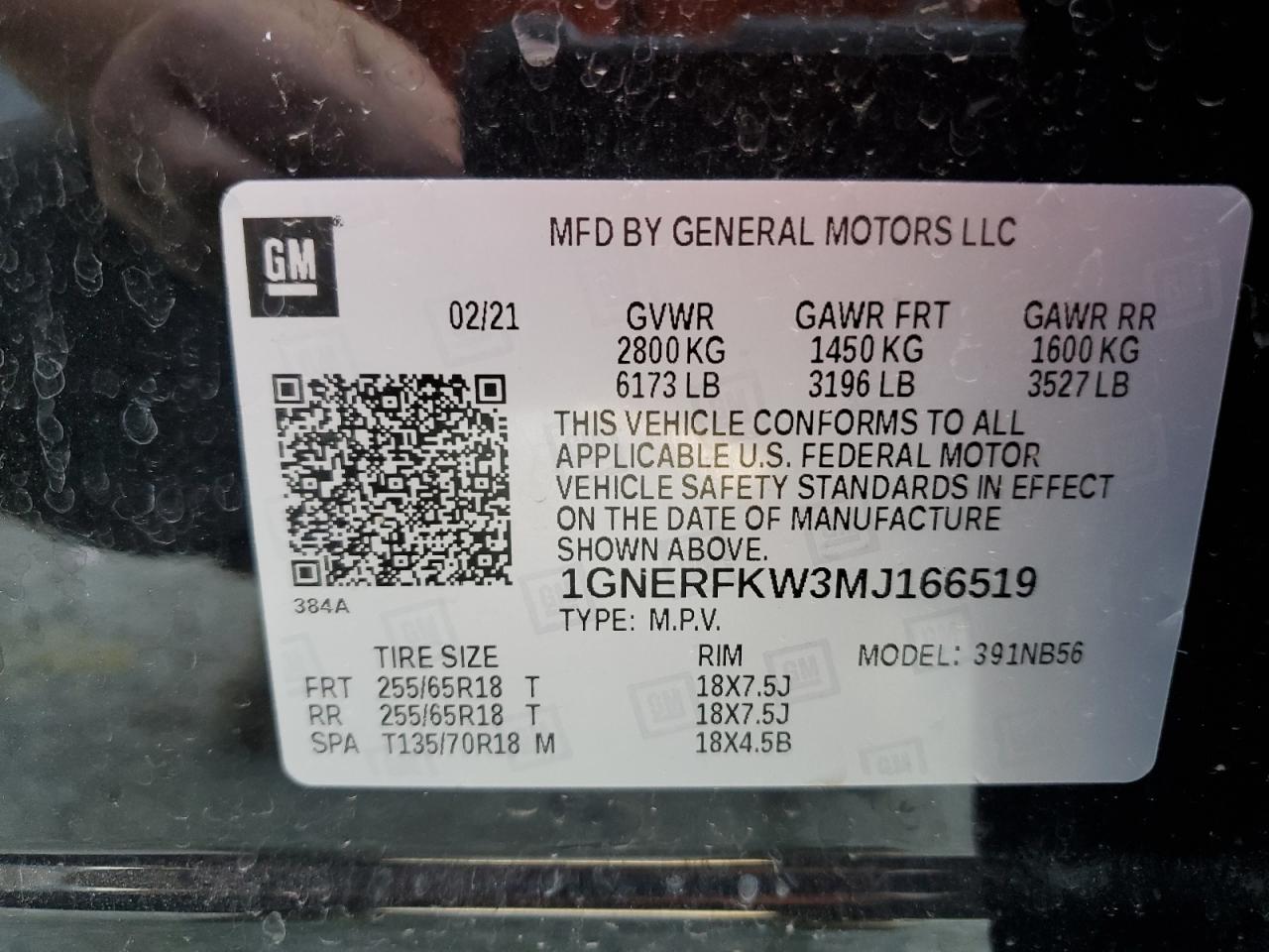 1GNERFKW3MJ166519 2021 Chevrolet Traverse Ls