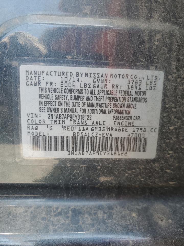 3N1AB7AP9EY318122 2014 Nissan Sentra S