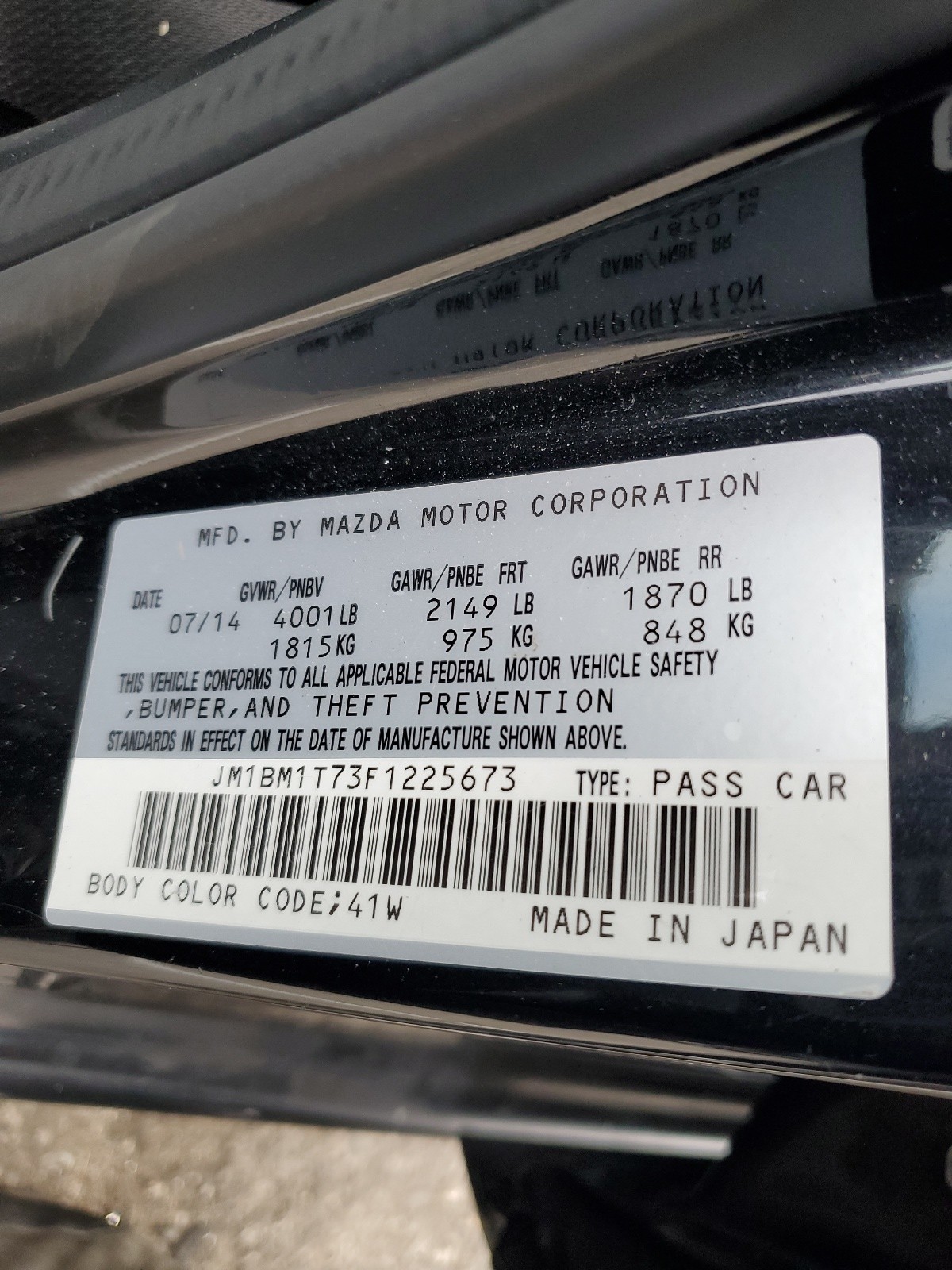 JM1BM1T73F1225673 2015 Mazda 3 Sv