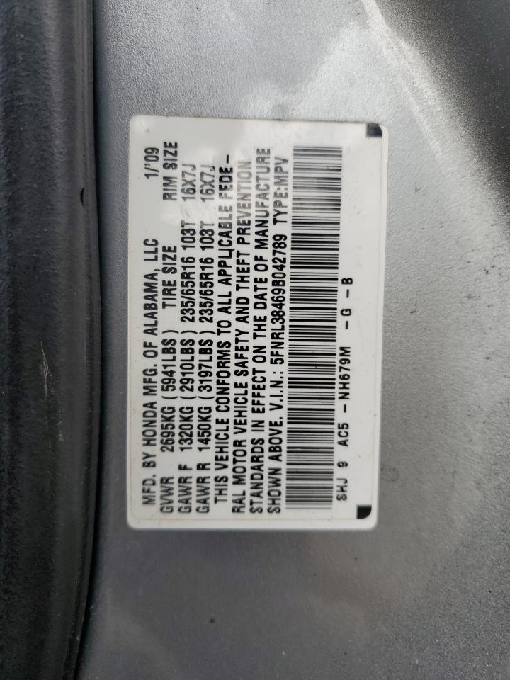2009 Honda Odyssey Ex VIN: 5FNRL38469B042789 Lot: 56135134